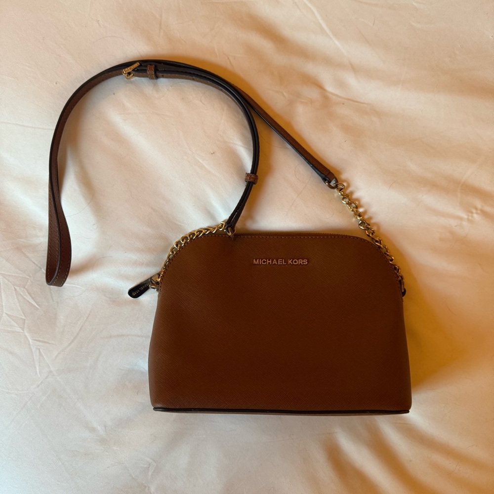 Michael Kors Tan Crossbody Bag with Gold Chain